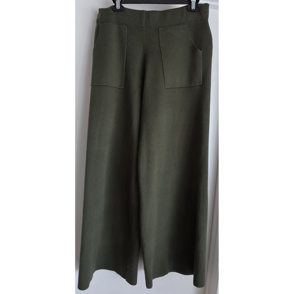 Saint Geraldine Womens Pants Size L Olive Green Wide Leg Casual Trousers Slacks